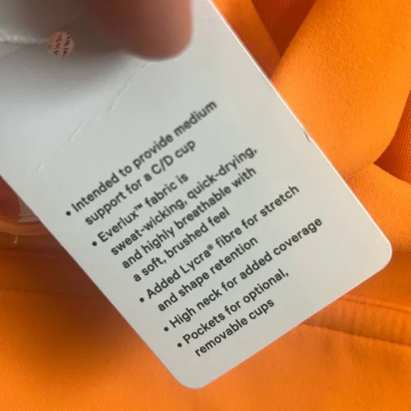 NWT Lululemon Wunder Train Long Line Bra Orange Size 6 C/D Cup Athletic Racer - Picture 8 of 9